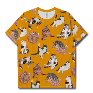 沙雕猫咪橘猫可爱搞怪宠物图案速干T恤男女铲屎官衣服000D设 无界