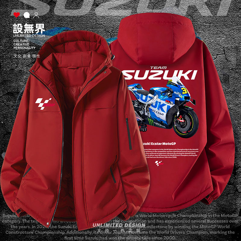 铃木SUZUKI摩托车赛车速度激情潮牌加厚棉服男女棉袄外套设 无界