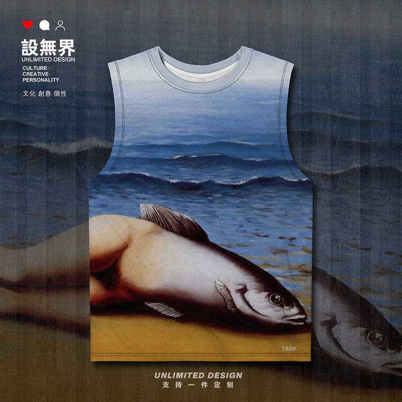 世界名画集体发明物红白蓝的菱形画大码速干背心男装女装设 无界