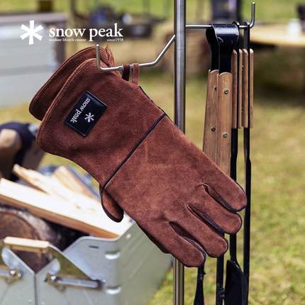 SnowPeak雪峰防烫手套户外露营柴火炉边真皮耐火隔热手套UG-023BR