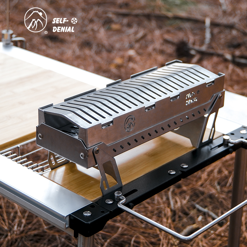 诧祭0.5单元折叠烧烤炉户外IGT露营桌半单元配件野餐碳火烤架炭炉