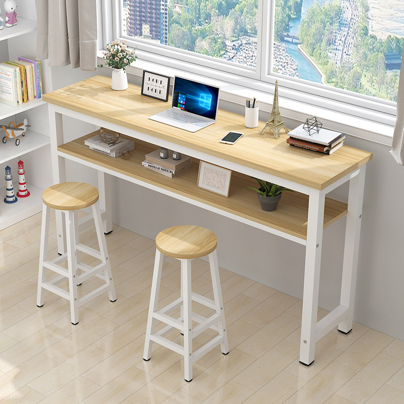 靠墙吧台桌阳台吧台长条桌家用高桌子小型吧台高脚桌吧台桌子商用