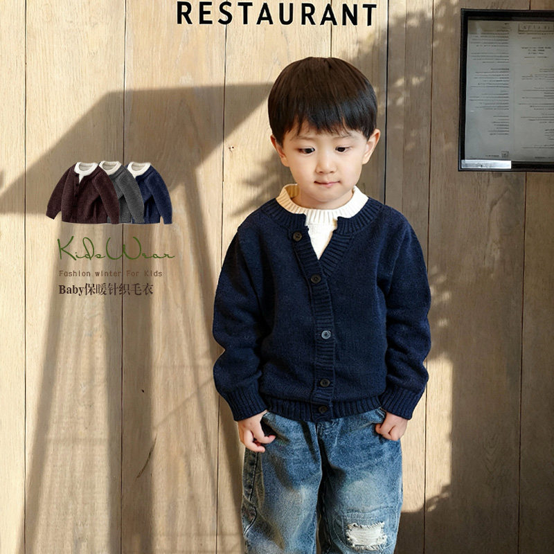 2026新款针织衫儿童毛衣圆领假两件潮童英伦风保暖秋冬装男童女童