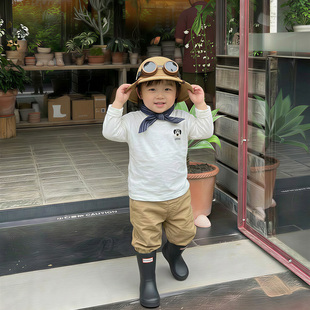 儿童春款长袖男童女童2026新款圆领T恤纯棉百搭打底休闲上衣白T潮