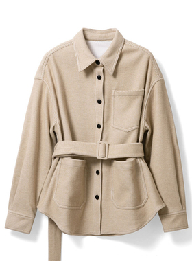 衬衫款腰带羊毛外套 - YGAW002
