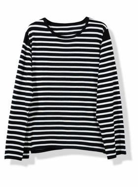 百搭基础条纹阔版针织衫可机洗羊毛T-YGAW212