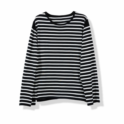 百搭基础条纹阔版针织衫可机洗羊毛T-YGAW212