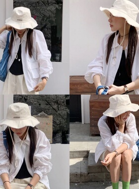 宅女同款JACQUEMUS带毛边遮阳渔夫帽小众设计字母休闲春夏防晒帽