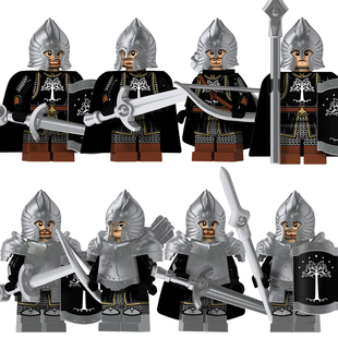 国产益智指环王系列中古骑士刚铎兵剑步兵弓箭手枪积木小人仔玩具
