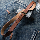 黄铜扣头 山岩 自然复古质感 男士 皮带 3.3cm宽 复古植鞣牛皮腰带