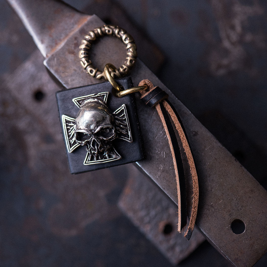 handmade骷髅头钥匙扣复古机车