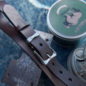 山岩 带 2.8cm宽不锈钢扣裤 复古水染头层牛皮皮带男 自然真皮腰带