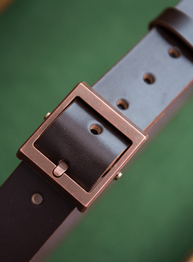 山岩 英国进口JE马缰革皮带 纯手工制作紫铜扣头男士商务轻奢皮带