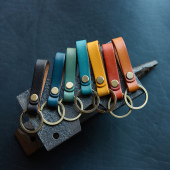 手工制作 钥匙扣真皮植鞣皮 礼品定制 简约复古风格 山岩