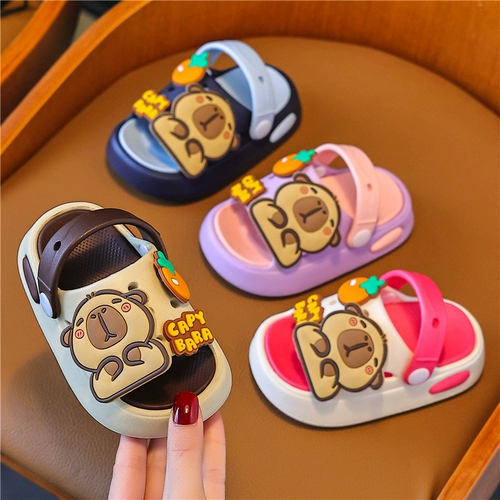 Детские слайдеры, летние мультяшные нескользящие тапочки для мальчиков, мягкая подошва