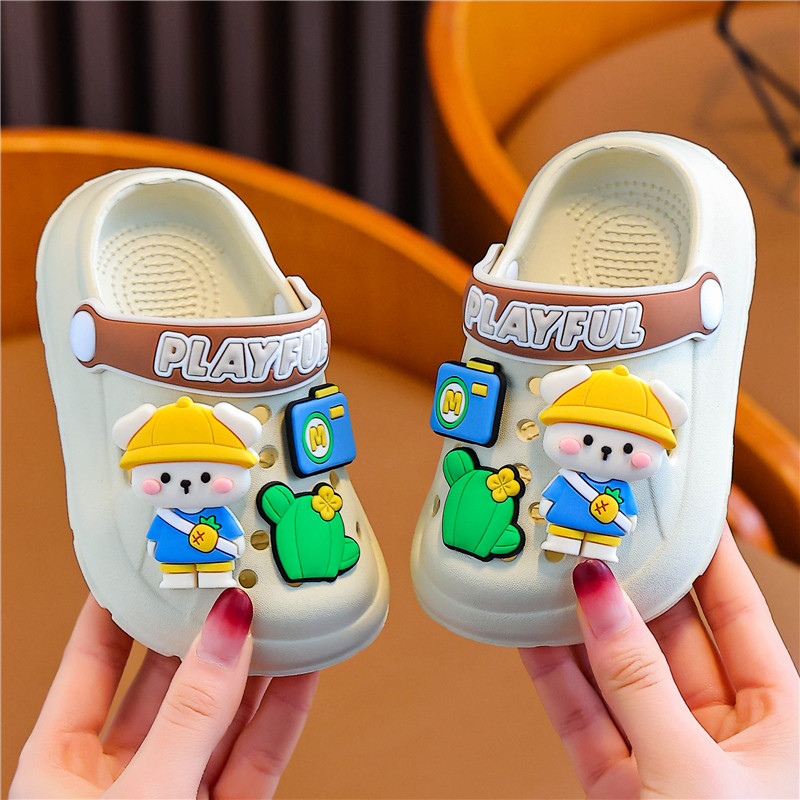 儿童凉拖鞋夏季卡通宝宝沙滩外穿中小童洗澡包头男童小孩子洞洞鞋