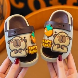 Детские слайдеры, летние мультяшные нескользящие тапочки для мальчиков, мягкая подошва