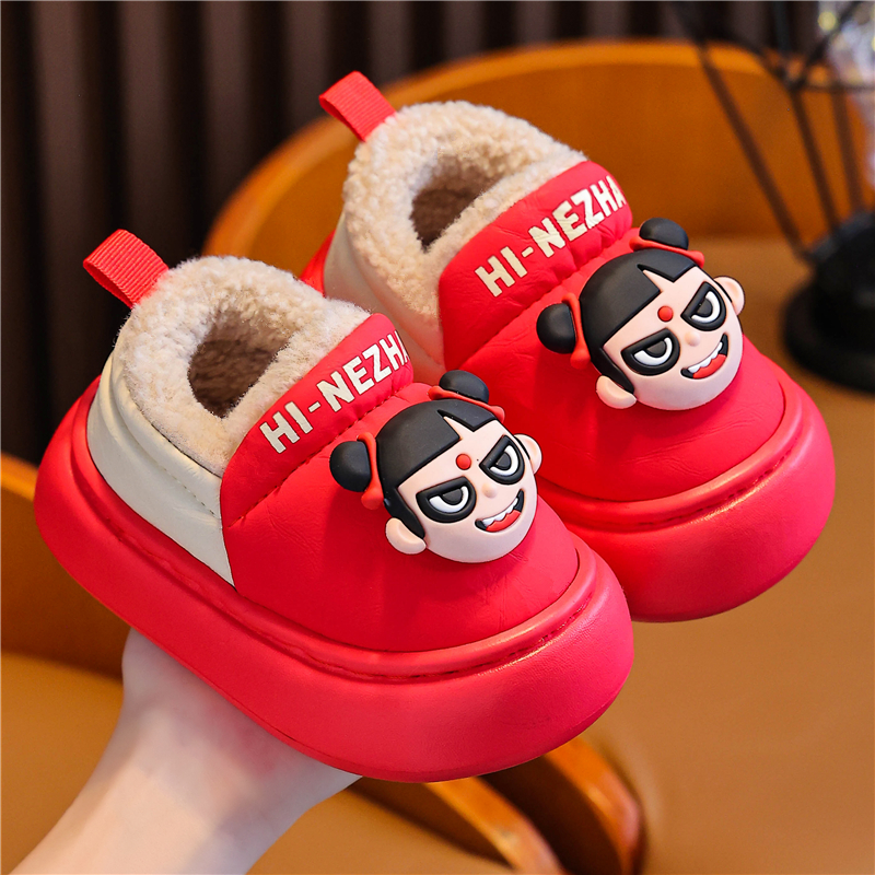 哪吒儿童冬季加绒宝宝棉拖鞋