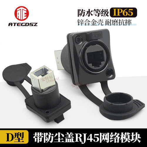 IP65防水rj45网络对接插座D型模块LED大屏数据传输NE8FDP以太网座