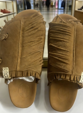 Visvimlaoliu麂皮拼接时尚休闲百搭流苏网红男女拖威史威姆老刘