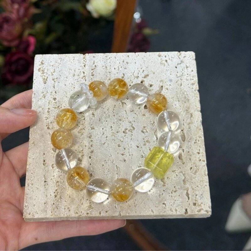 黄水晶白水晶手串女通透感手链