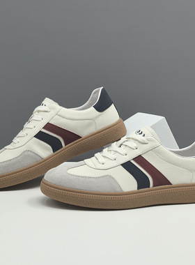 男士真皮板鞋男款潮流百搭鞋子欧洲站男士拼色头层牛皮韩版休闲鞋