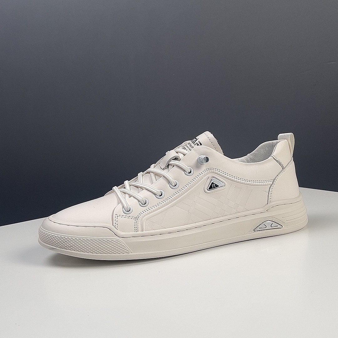 男生小白鞋真皮板鞋欧洲站男鞋百搭男士休闲鞋潮鞋一脚蹬鞋平底鞋