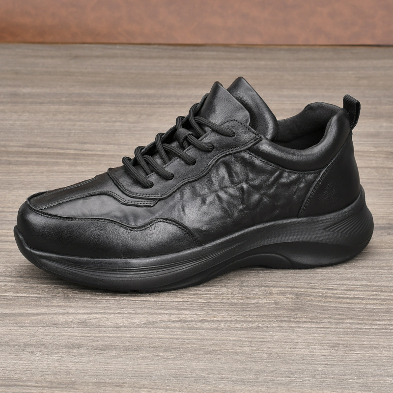 头层牛皮男款舒适休闲老人鞋软底防滑轻便中老年爸爸运动款鞋