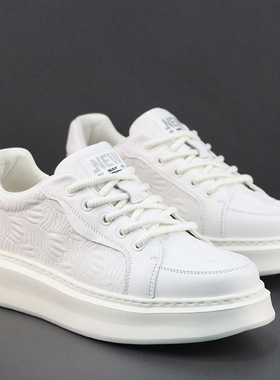 真皮小白鞋男头层牛皮板鞋厚底轻便软底透气运动休闲鞋百搭潮鞋子