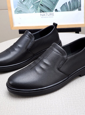 新款韩版商务男鞋百搭英伦一脚蹬软底男士驾车鞋真皮透气休闲皮鞋