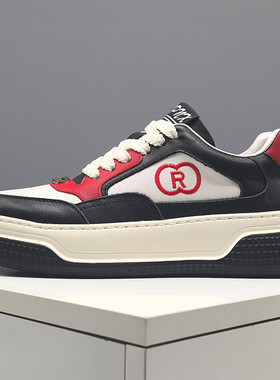 时尚百搭潮鞋2025新款春季头层牛皮男鞋高端男士轻便厚底休闲单鞋