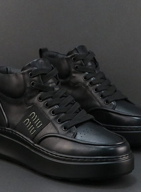 厚底男鞋痞帅时尚潮鞋高帮板鞋真皮透气厚底轻便软底运动休闲鞋男