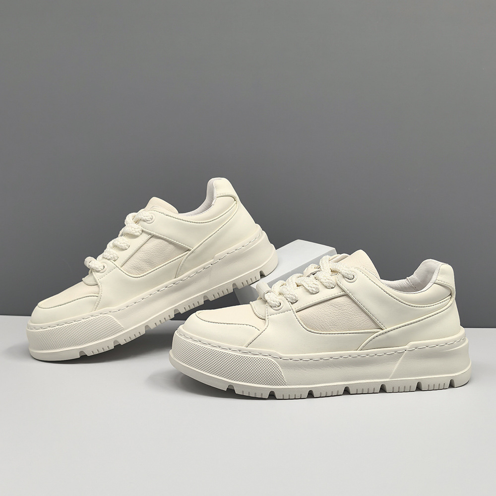 男士运动休闲鞋男生头层牛皮厚底板鞋男款潮鞋真皮欧洲站男鞋