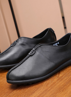 头层牛皮真皮休闲男鞋老北京布鞋男软面皮中老年软底爸爸鞋老头鞋