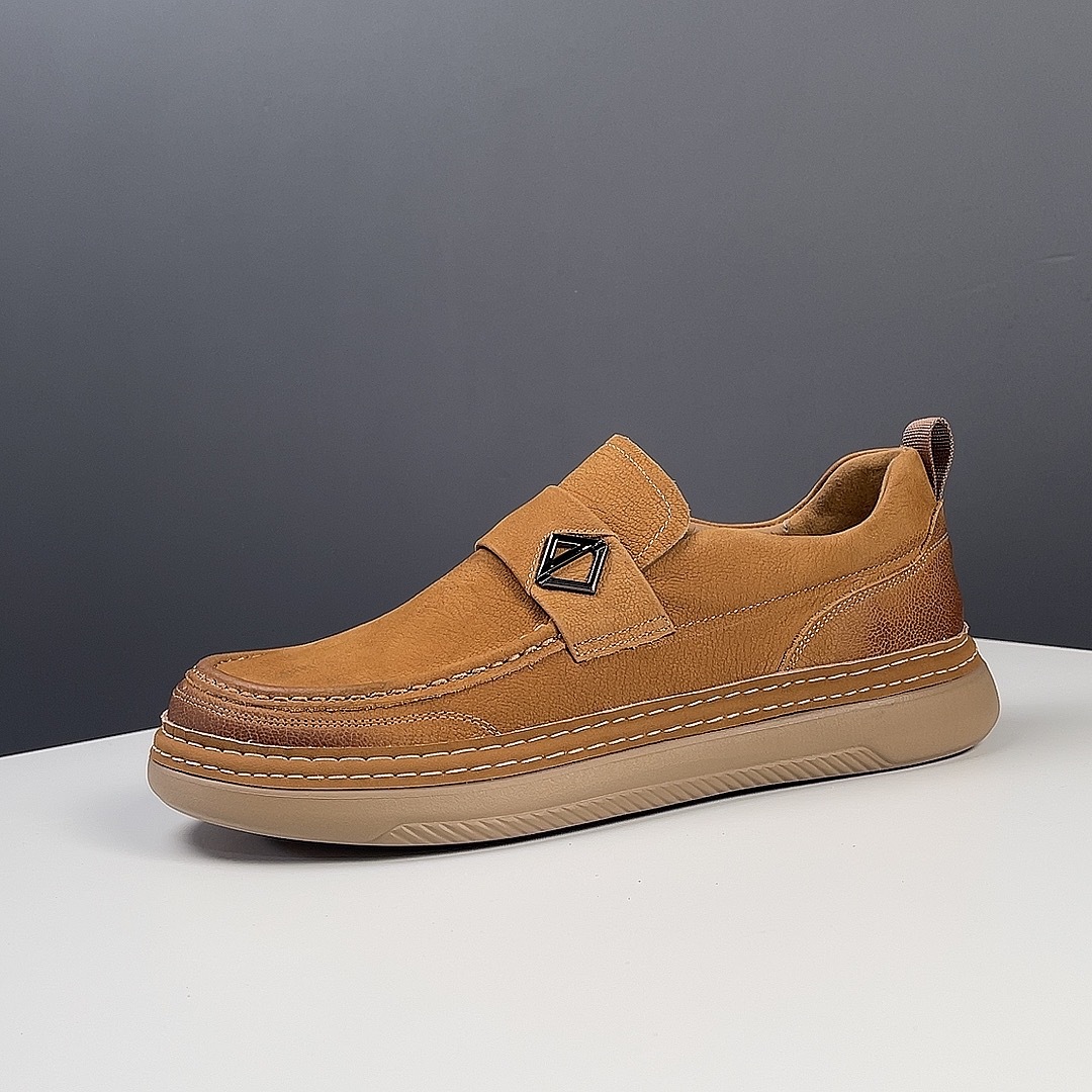 男士真皮歪头休闲鞋头层牛皮萌丑芒果鞋小众男鞋欧洲站潮休闲鞋子