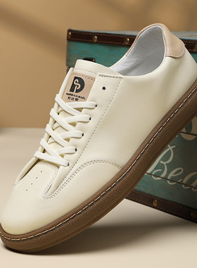 厂家直供休闲皮鞋男软底真皮男鞋新款百搭小白鞋薄款透气板鞋