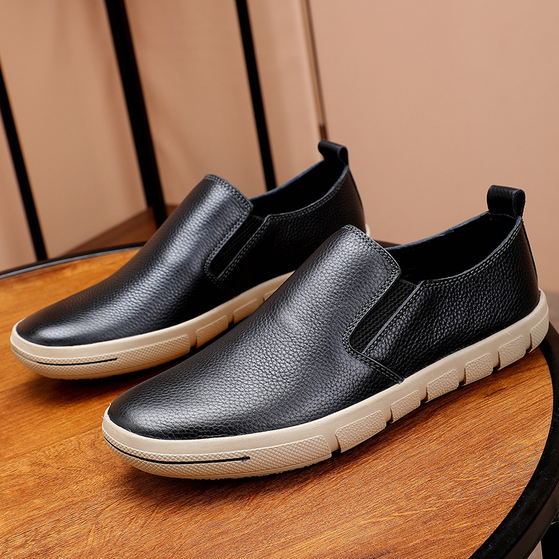 工厂直销 2020秋季新品单鞋男鞋套脚真皮休闲鞋板鞋皮鞋