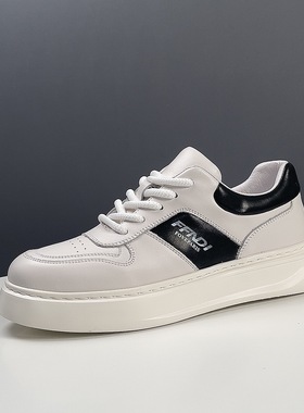 真皮男鞋透气板鞋2025春季新款休闲鞋男士厚底运动百搭小白鞋潮鞋