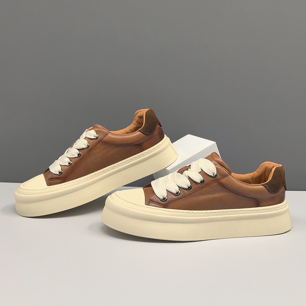 真皮板鞋男款潮流百搭饼干鞋欧洲站男鞋高端轻奢男士小众休闲鞋男