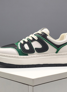 男生头层牛皮透气板鞋男款潮鞋欧洲站运动透气男鞋男士百搭休闲鞋