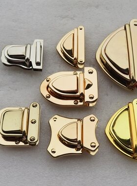 箱包三角箭尖头皮具锁扣子五金配件插锁铁质黑金银色牙齿固定摁扣