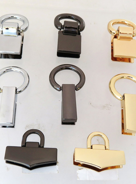 半圆环D扣配件五金属金色银黑色方形尖角提手扣新款女包侧夹子扣