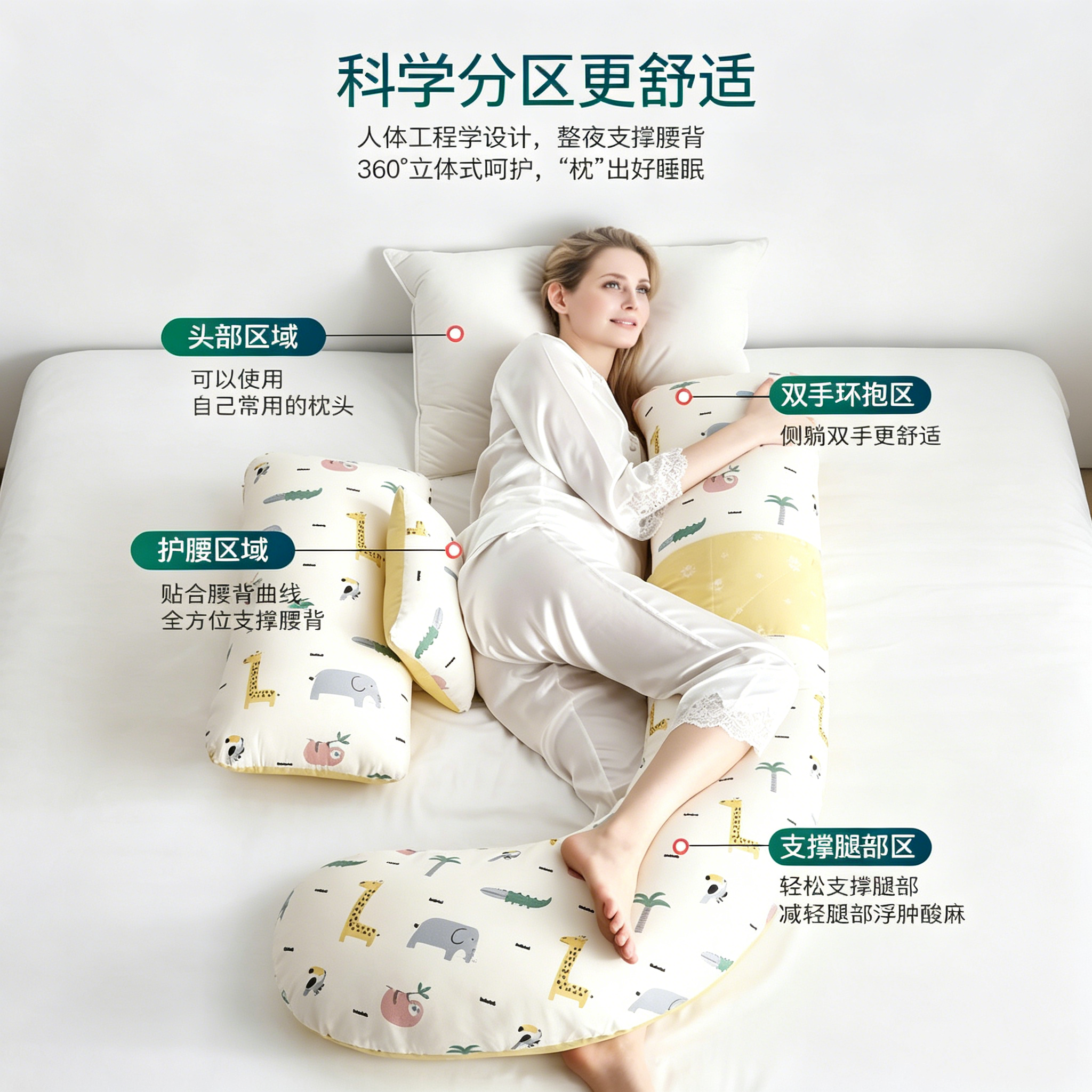孕妇枕头护腰侧睡枕多功能u型抱枕托腹侧卧靠枕孕期睡觉神器用品h