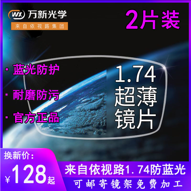 万新超薄非球面防蓝光高度数眼镜