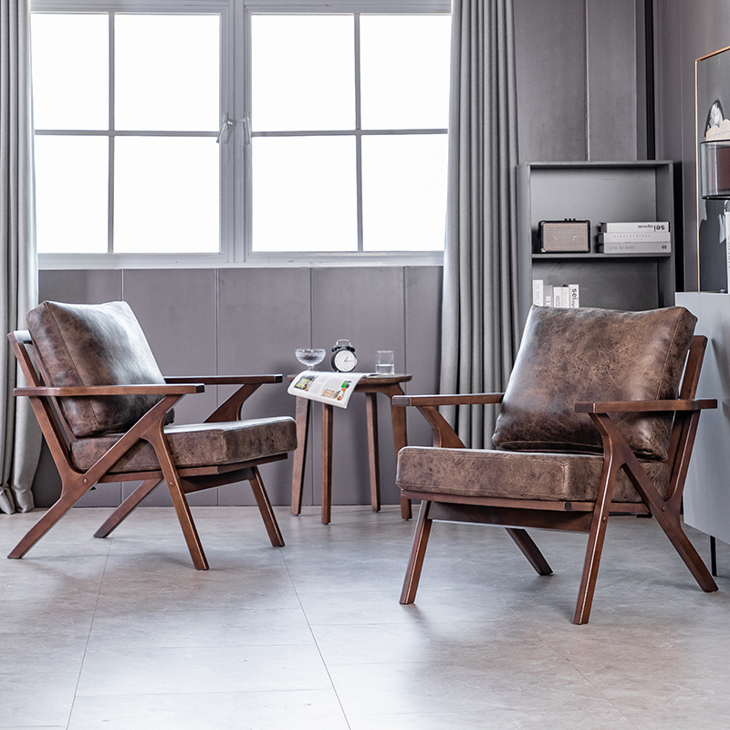 北欧实木会客区单人沙发