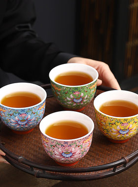 创意珐琅彩茶杯个性中式主人杯
