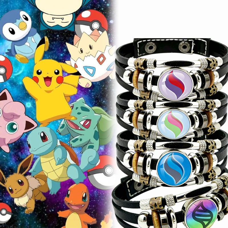 宝可梦z手环Pokemon口袋妖怪皮革手链Mega进化宝石小精灵周边手链