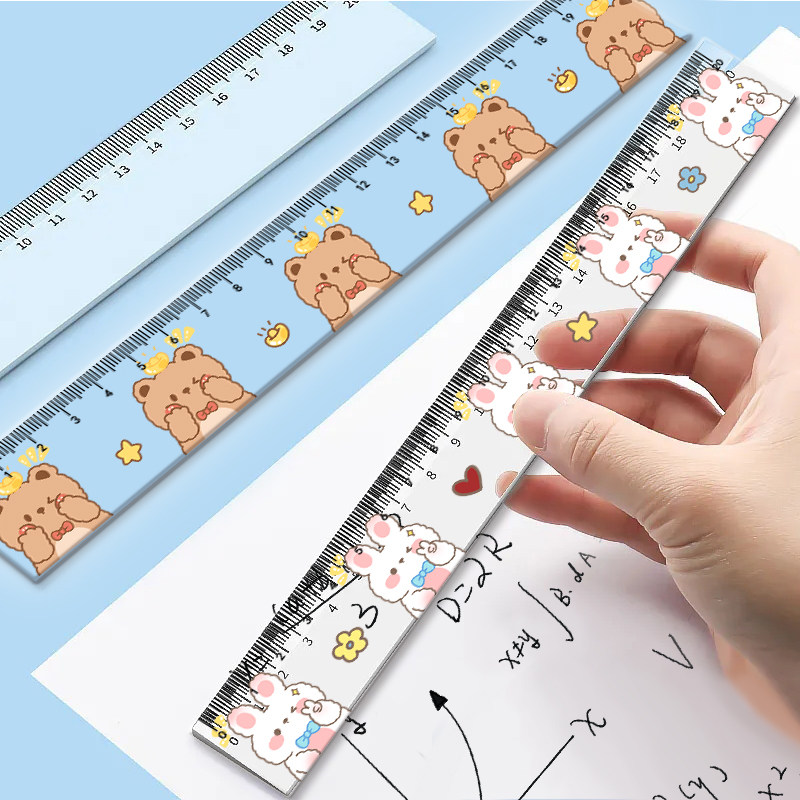小熊兔子小学生专用尺子直尺20cm厘米标尺亚克力文具用品绘图刻度