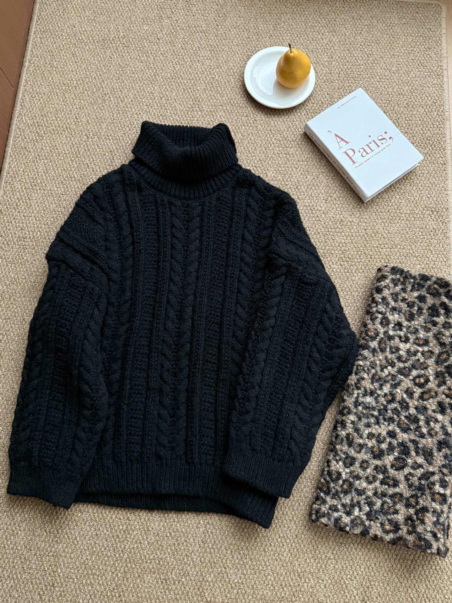 栗野梨Huuuini 复古高领麻花毛衣女南方一件过冬慵懒风加厚针织衫,女装/女士精品,毛衣,淘宝优惠券,粉丝福利购,淘宝优惠卷