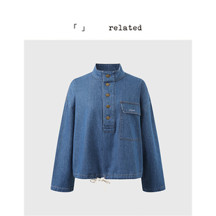 有关related|小水滴|复古立领牛仔外套女2025新款春宽松百搭上衣